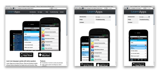 Learn Apps Homepage on a Mobile resolutions